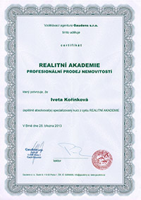 Certifikát profesionální prodej nemovitosti